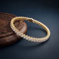 8.50 Ct Marquise Cut Moissanite Leaf Link Tennis Bracelet Gold