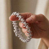 11.00 Ct Round Cut Moissanite Sculpted Wave Tennis Bracelet for Women Gold Vermeil (2.5 Micron) White