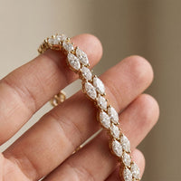 9 Ct Marquise and Pear Cut Petal Harmony Moissanite Bracelet for Women Gold