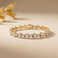 9 Ct Marquise and Pear Cut Petal Harmony Moissanite Bracelet for Women Gold