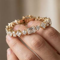 20.05 Ct Multi-Shape Moissanite Sculptural Harmony Tennis Bracelet for Women Gold Vermeil (2.5 Micron) Gold
