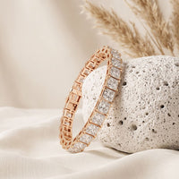 24.30 Ct Princess Cut Moissanite Radiant Frame Tennis Bracelet for Women Gold Vermeil (2.5 Micron) Rose Gold