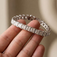 24.30 Ct Princess Cut Moissanite Radiant Frame Tennis Bracelet for Women Gold Vermeil (2.5 Micron) White
