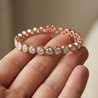 9.30 Ct Round Cut Moissanite Bezel Set Continuous Sparkle Tennis Bracelet for Women Rose Gold