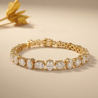 7.70 Ct Oval Cut Moissanite Radiant Edge Bracelet for Women Gold