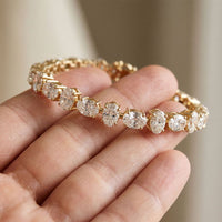 7.70 Ct Oval Cut Moissanite Radiant Edge Bracelet for Women Gold