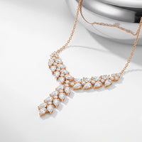 14 Ct Pear Cut Moissanite Cascading Leaf Y Necklace for Women Gold Vermeil (2.5 Micron) Rose Gold