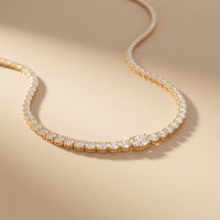 26.85 Ct Oval & Round Cut Moissanite Classic Tennis Necklace for Women Gold Vermeil (2.5 Micron) Gold