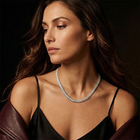 18.50 Ct Marquise Cut Moissanite Leaf Link Tennis Necklace for Women Gold Vermeil (2.5 Micron) White