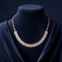 23.20 Ct Princess & Marquise Cut Moissanite Botanical Link Necklace for Women Gold Vermeil (2.5 Micron) Rose Gold