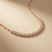 23.20 Ct Princess & Marquise Cut Moissanite Botanical Link Necklace for Women Gold Vermeil (2.5 Micron) Rose Gold