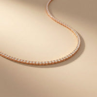 37.50 Ct Round Cut Moissanite Classic Line Tennis Necklace for Women Gold Vermeil (2.5 Micron) Rose Gold
