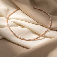 37.50 Ct Round Cut Moissanite Classic Line Tennis Necklace for Women Gold Vermeil (2.5 Micron) Rose Gold