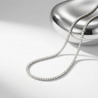 37.50 Ct Round Cut Moissanite Classic Line Tennis Necklace for Women Gold Vermeil (2.5 Micron) White