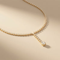 27.65 Ct Round Cut Moissanite Floating Y-Drop Necklace Gold Vermeil (2.5 Micron) Gold