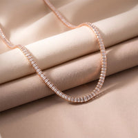 24.06 Ct Emerald Cut Moissanite Baguette Line Tennis Necklace Gold Vermeil (2.5 Micron) Rose Gold