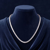 24.06 Ct Emerald Cut Moissanite Baguette Line Tennis Necklace Gold Vermeil (2.5 Micron) White