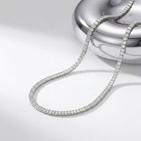 24.06 Ct Emerald Cut Moissanite Baguette Line Tennis Necklace Gold Vermeil (2.5 Micron) White