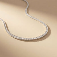 24.06 Ct Emerald Cut Moissanite Baguette Line Tennis Necklace Gold Vermeil (2.5 Micron) White