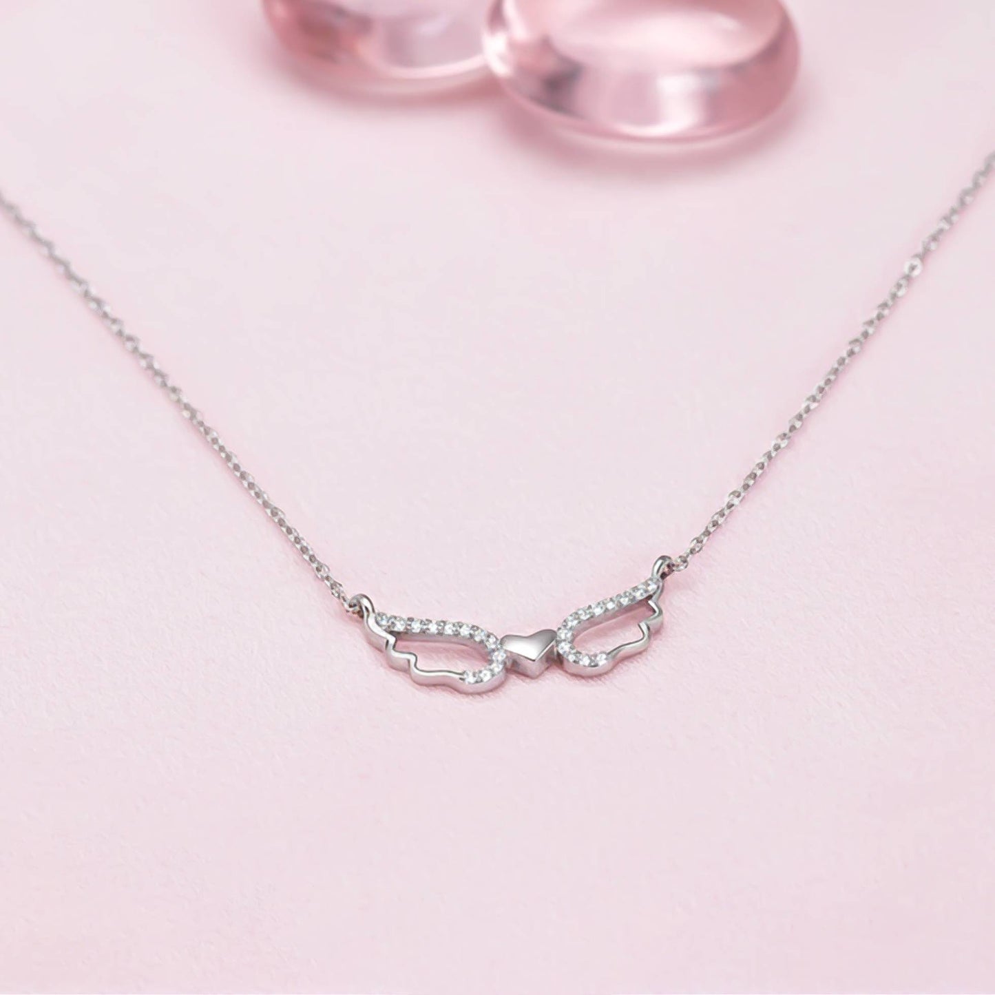 Sterling Silver Angel Wings Heart Necklace Gold Vermeil (2.5 Micron) - product view