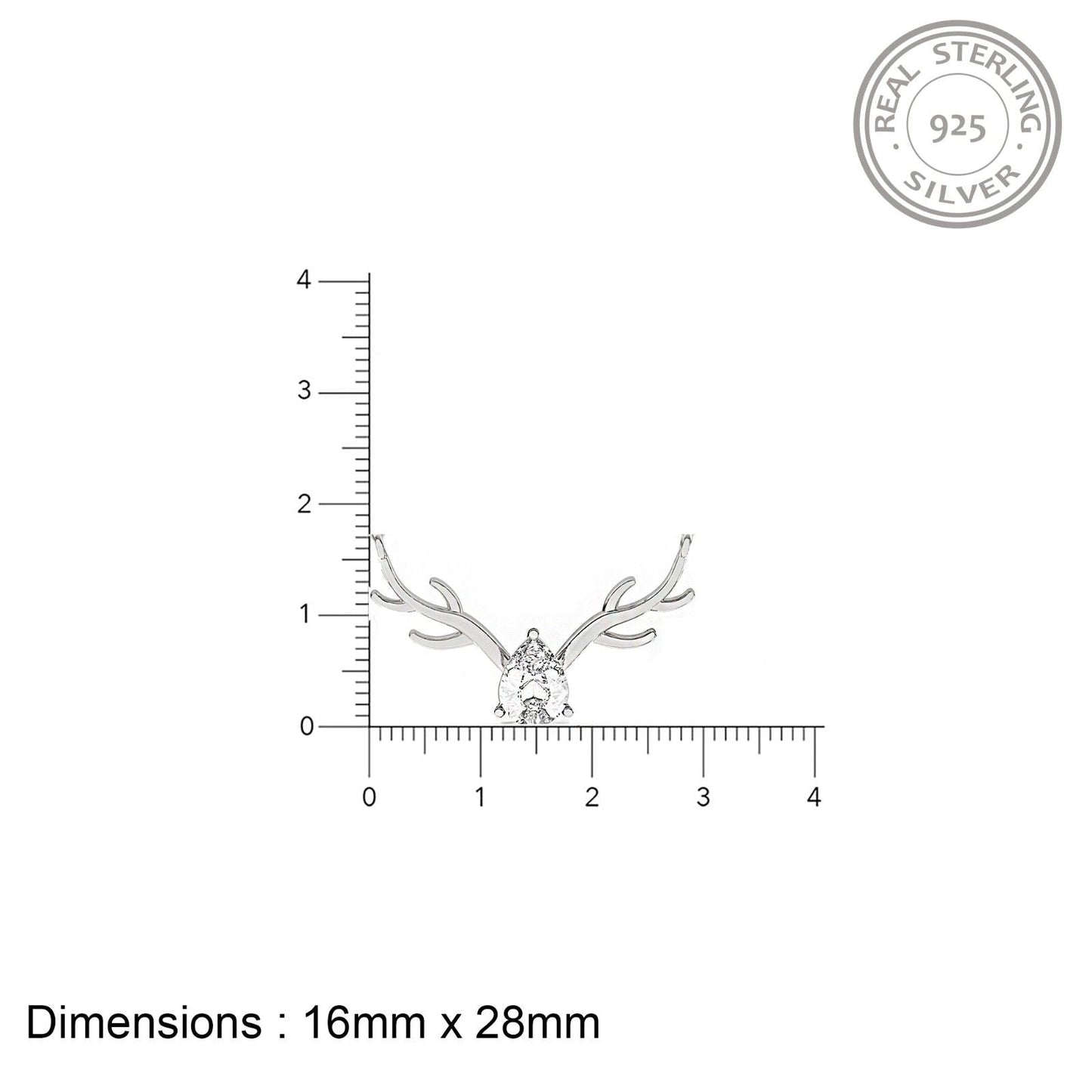 Silver Deer Theme Heart CZ Necklace Gold Vermeil (2.5 Micron) - alternate view