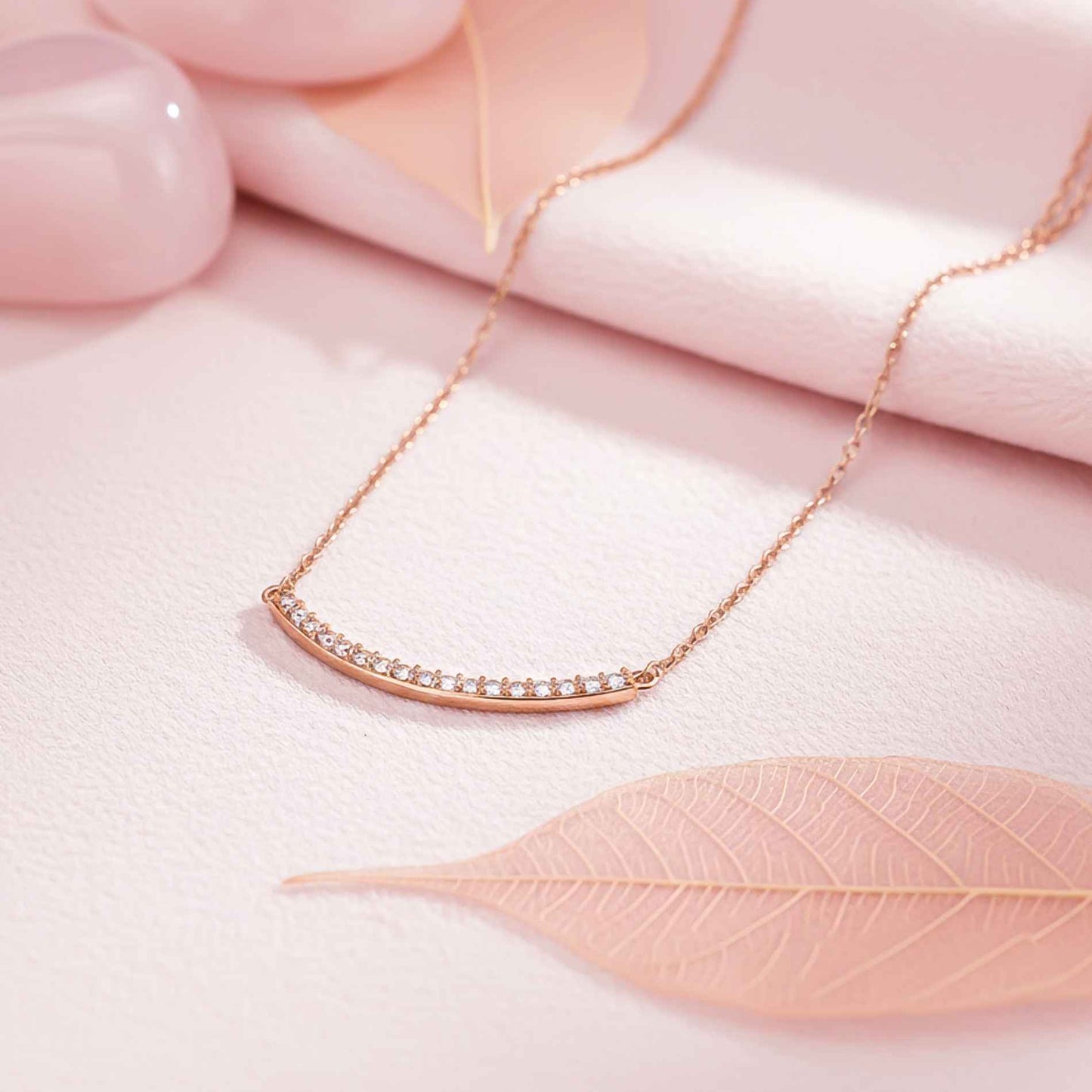 Sterling Silver Cubic Zircon Dainty U Bar Necklace Gold Vermeil (2.5 Micron) - product view