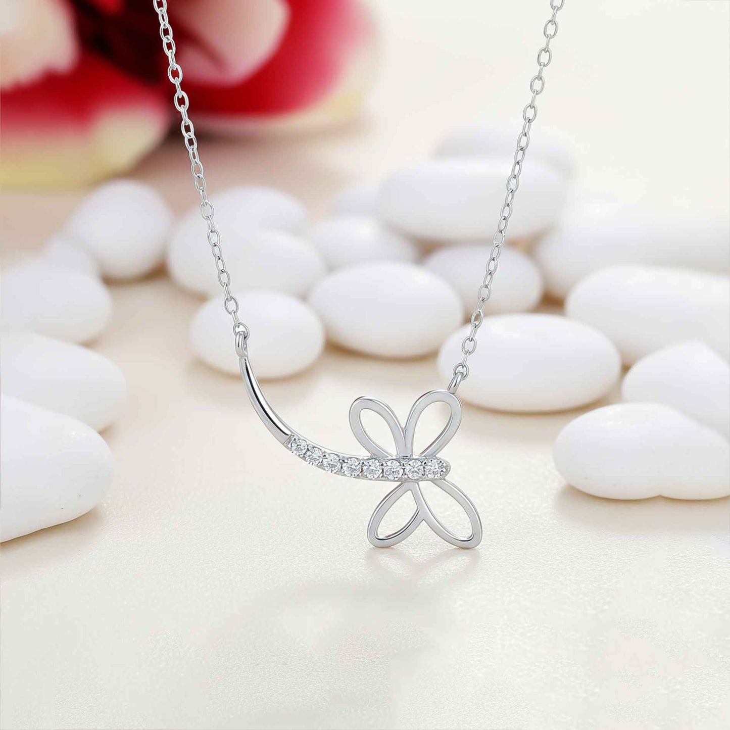 Silver Dragonfly Swiss Zircon Pendant Gold Vermeil (2.5 Micron) - product view