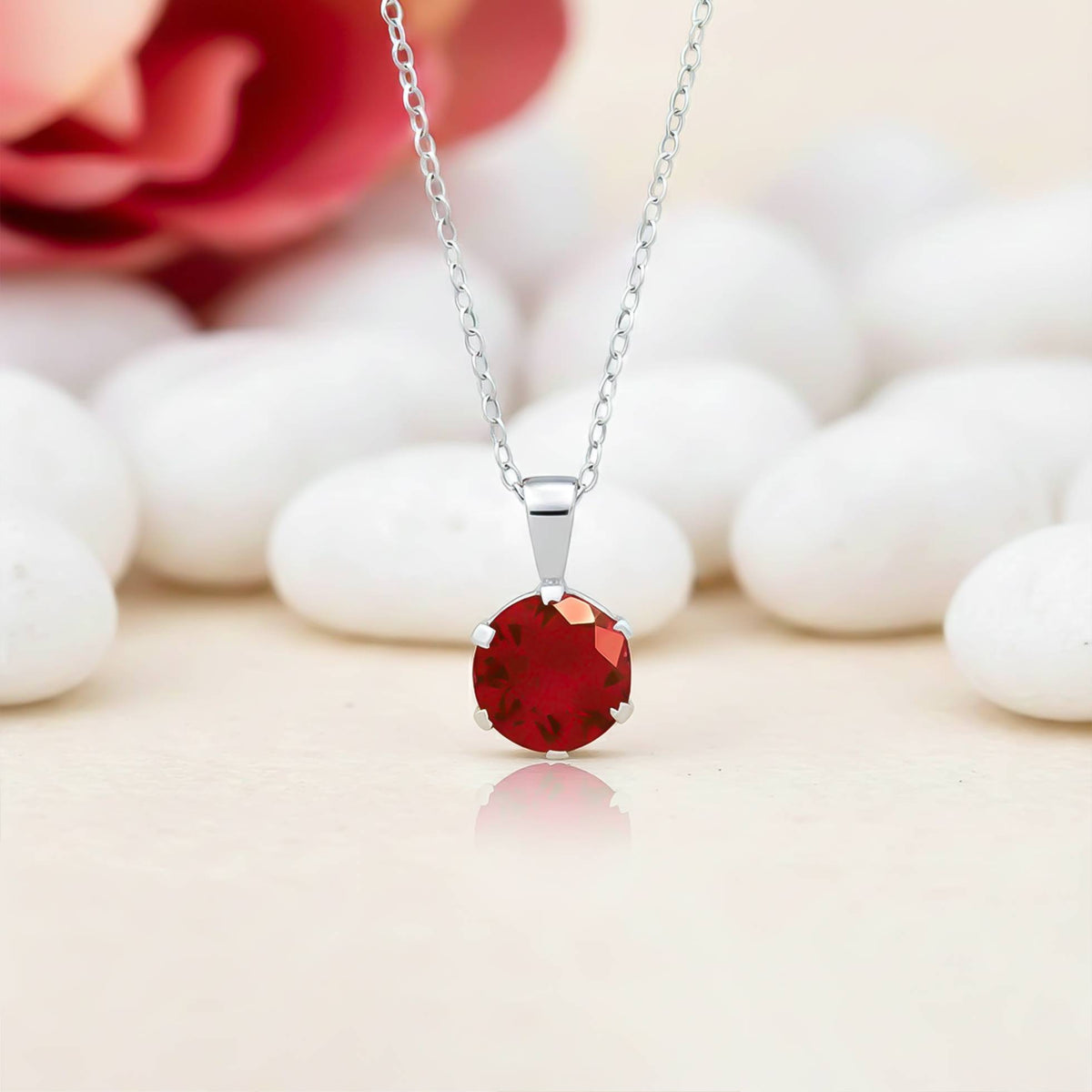 Silver Solitaire Red Ruby Pendant Gold Vermeil (2.5 Micron) - alternate view