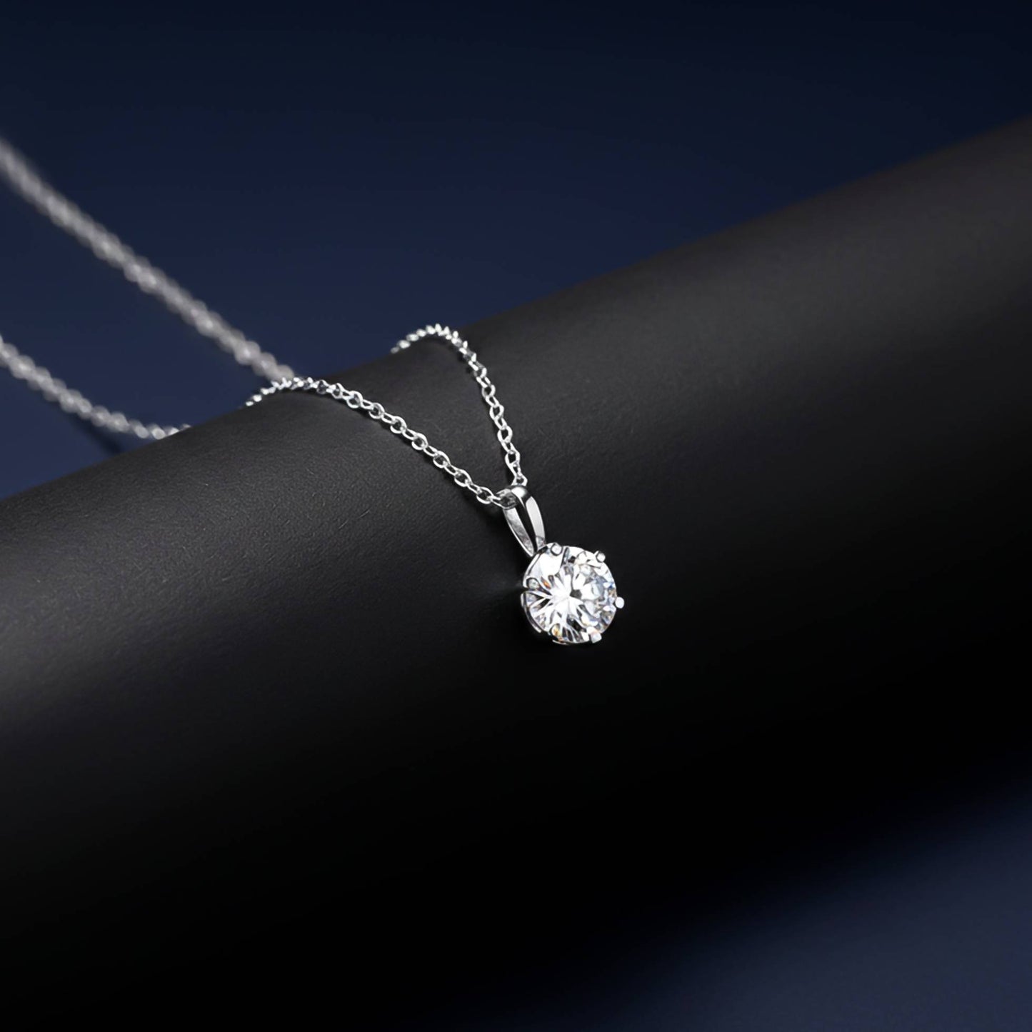 Silver Round CZ Solitaire Pendant