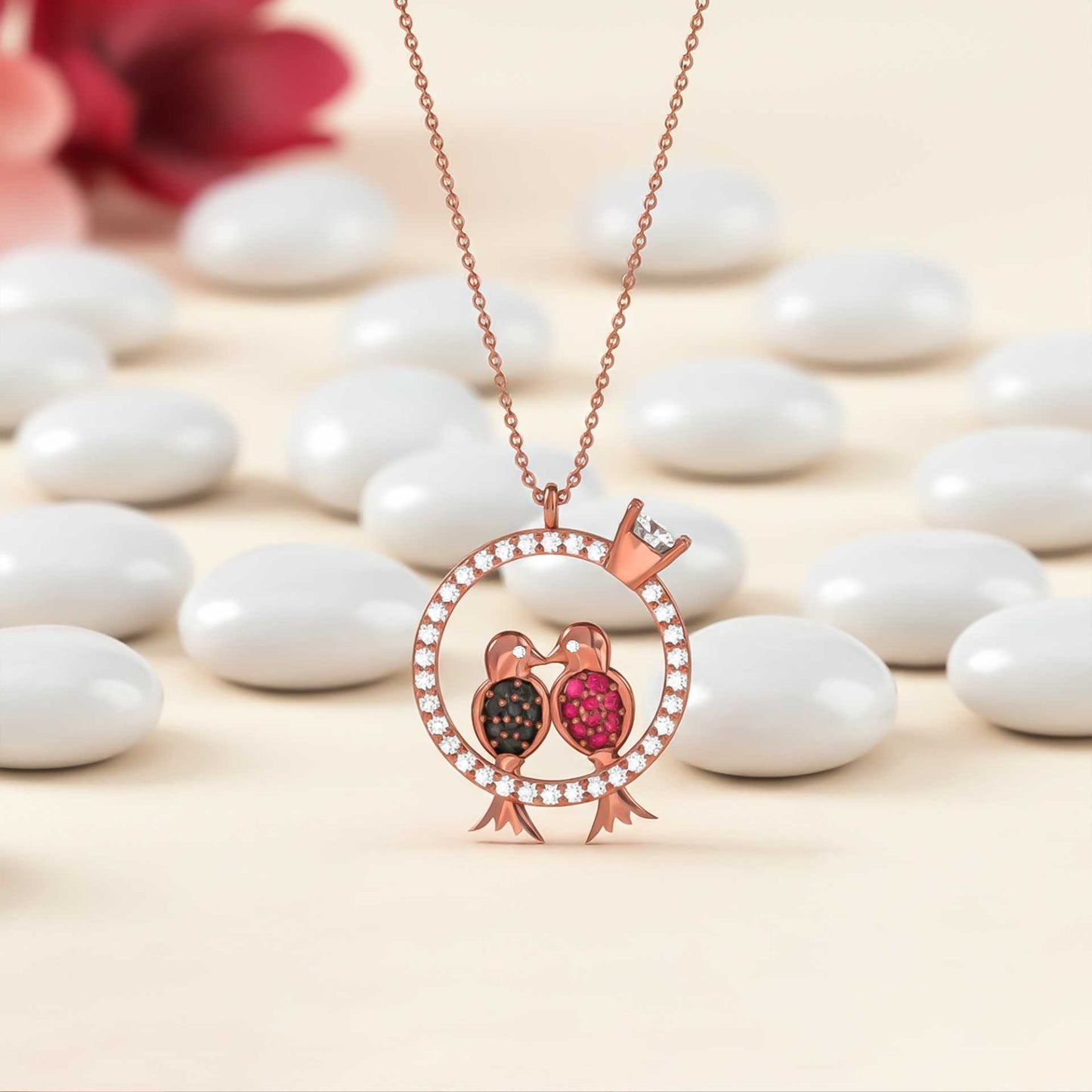 Sterling Silver Love Birds Couple Gift Necklace