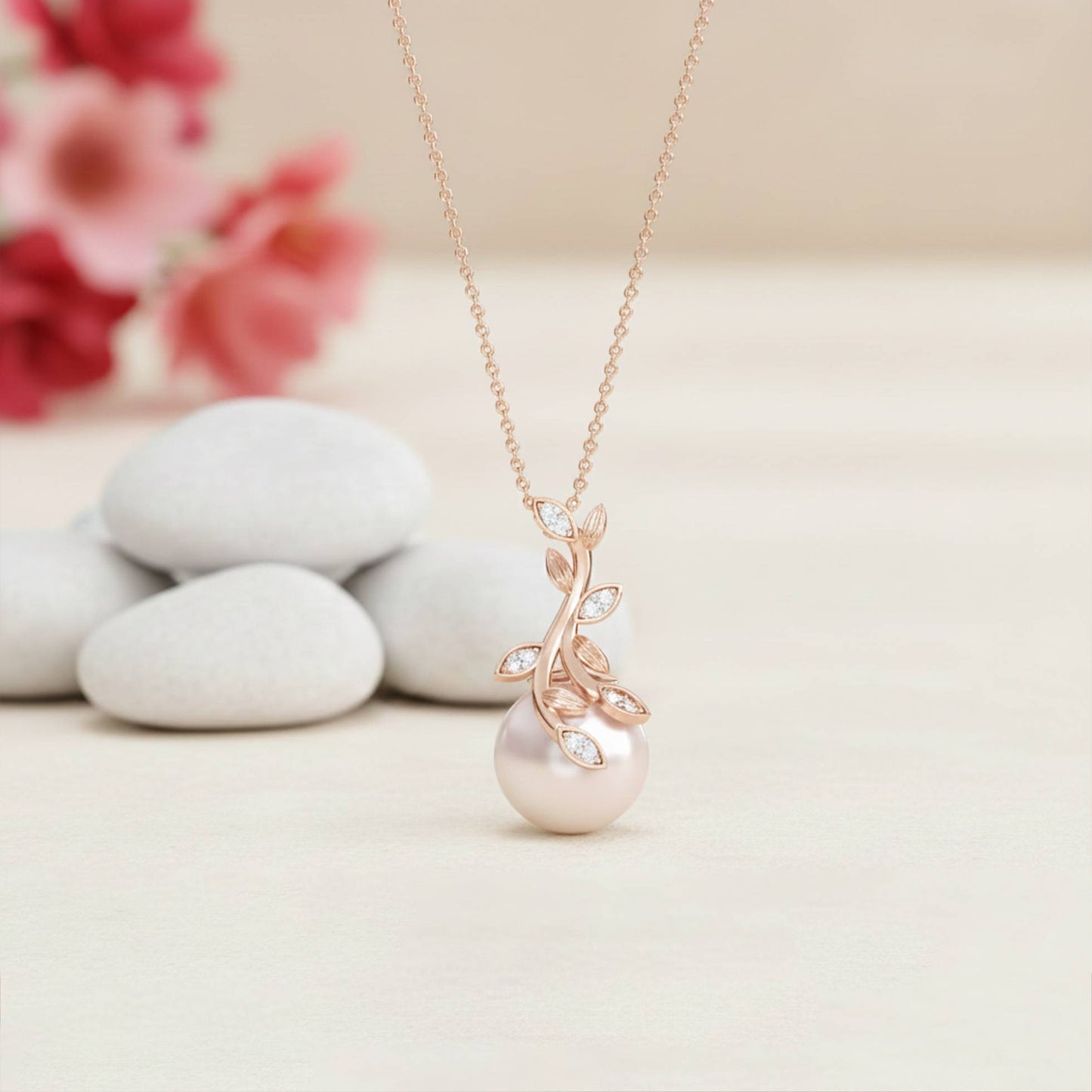 Silver Freshwater Cultured Pearl and Diamond Drop Pendant Gold Vermeil (2.5 Micron) - product view