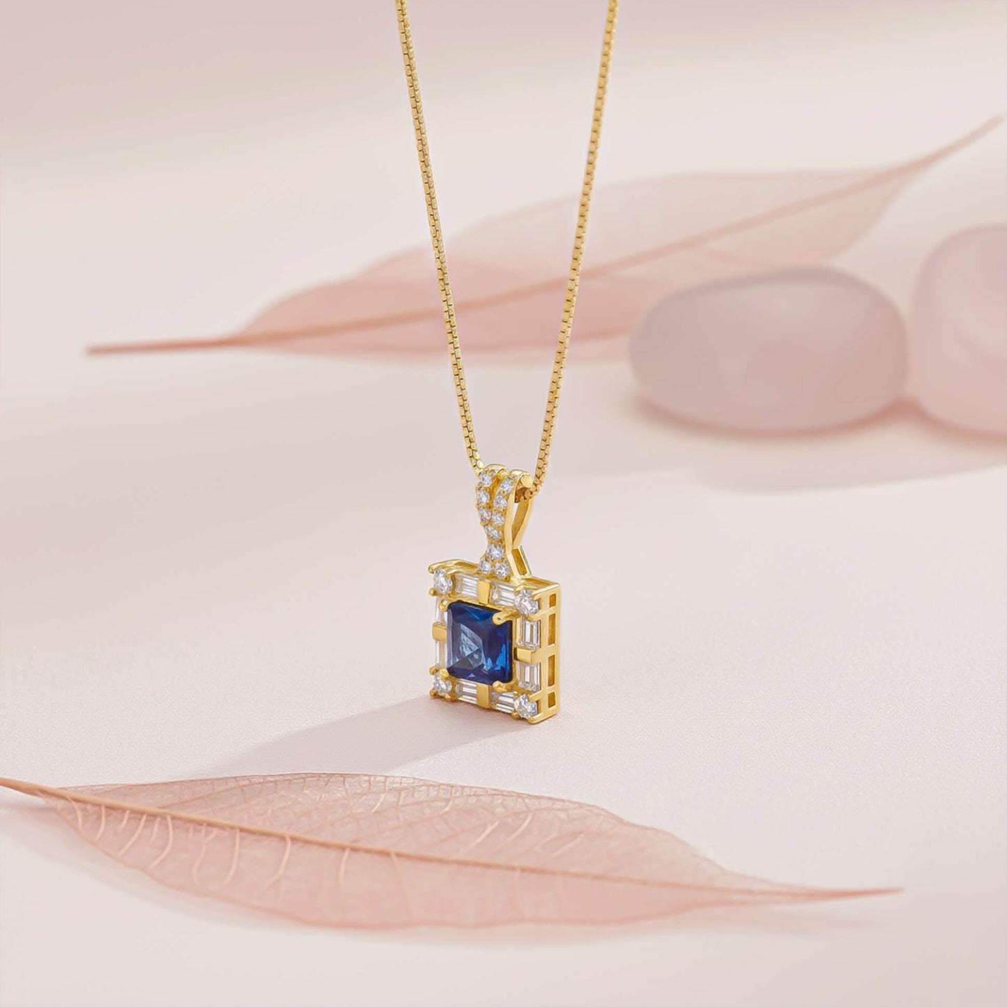 Silver Square Vintage Princess Pendant Gold Vermeil (2.5 Micron)