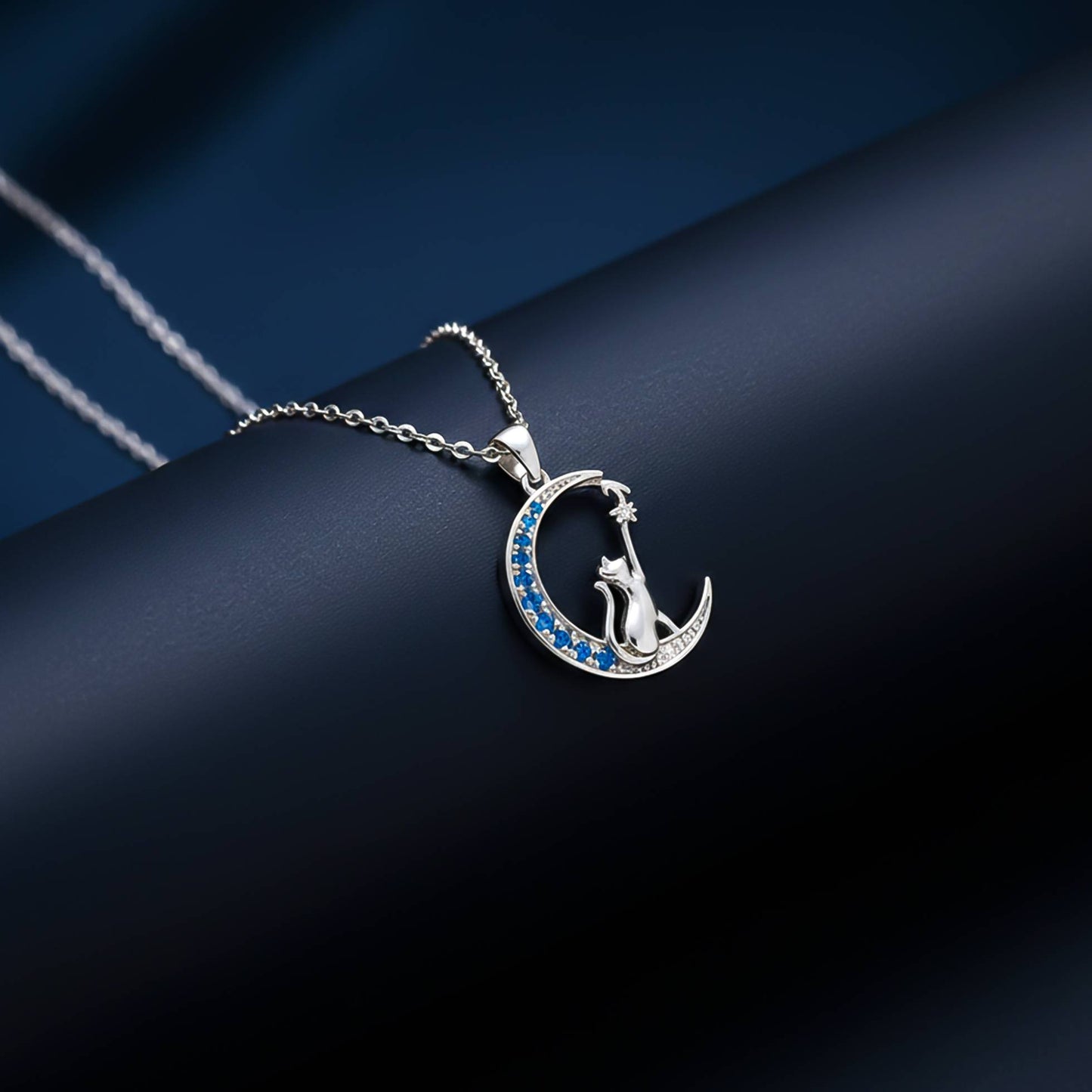 Silver Moon Cat Pendant Gold Vermeil (2.5 Micron) - alternate view