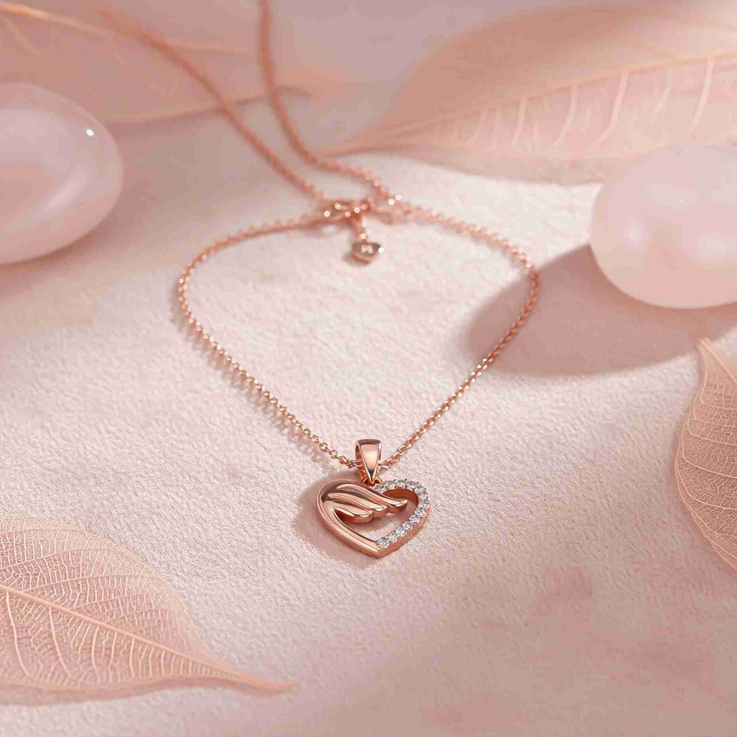 Sterling Silver Angel wing Heart Pendant with Chain