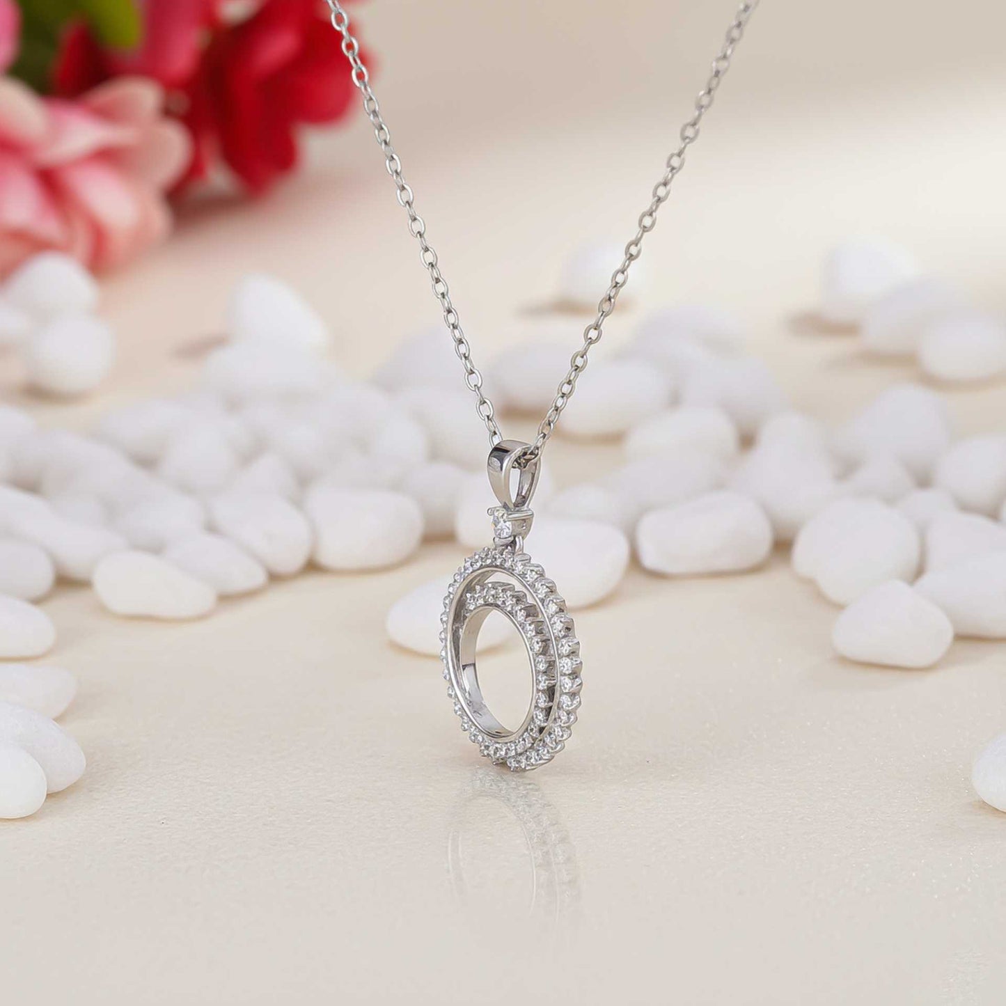 Silver Double Ring Circle Pendant Gold Vermeil (2.5 Micron) - product view