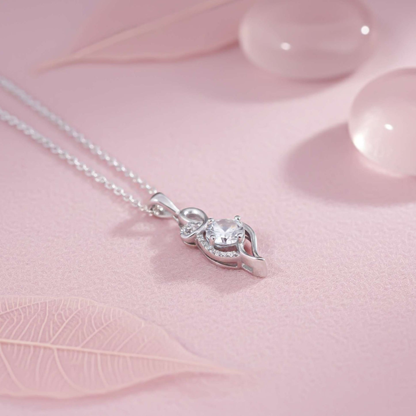 Silver Zircon Falling Drop Pendant