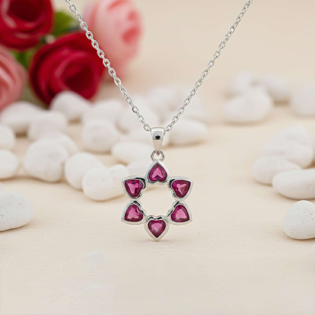 Silver Star Floral Ruby Pendant Gold Vermeil (2.5 Micron) - product view