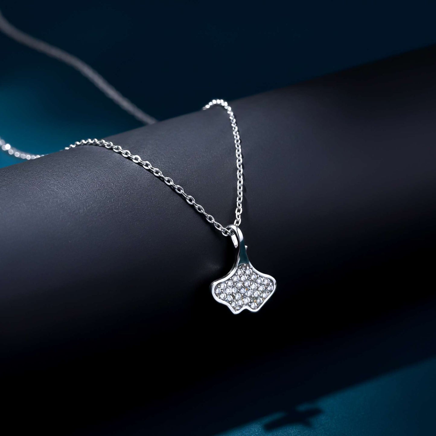 Silver Ginko Leaf Pendant With Chain Gold Vermeil (2.5 Micron) - alternate view