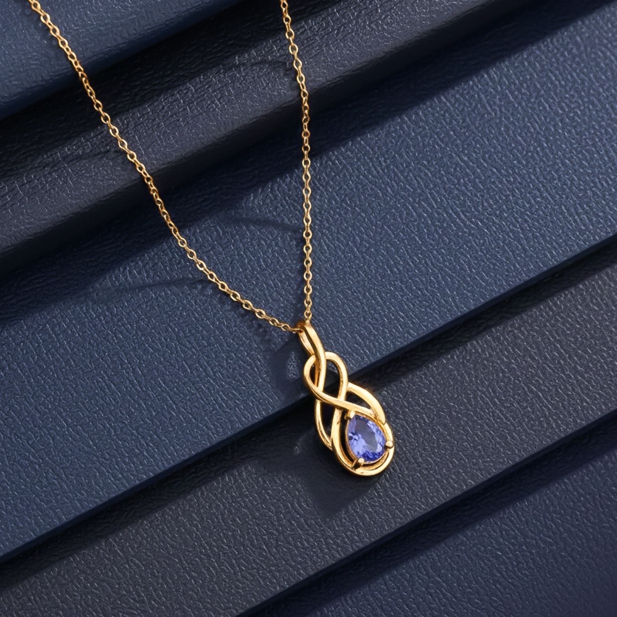 Silver Sapphire Infinity knot Pendant Gold Vermeil (2.5 Micron)