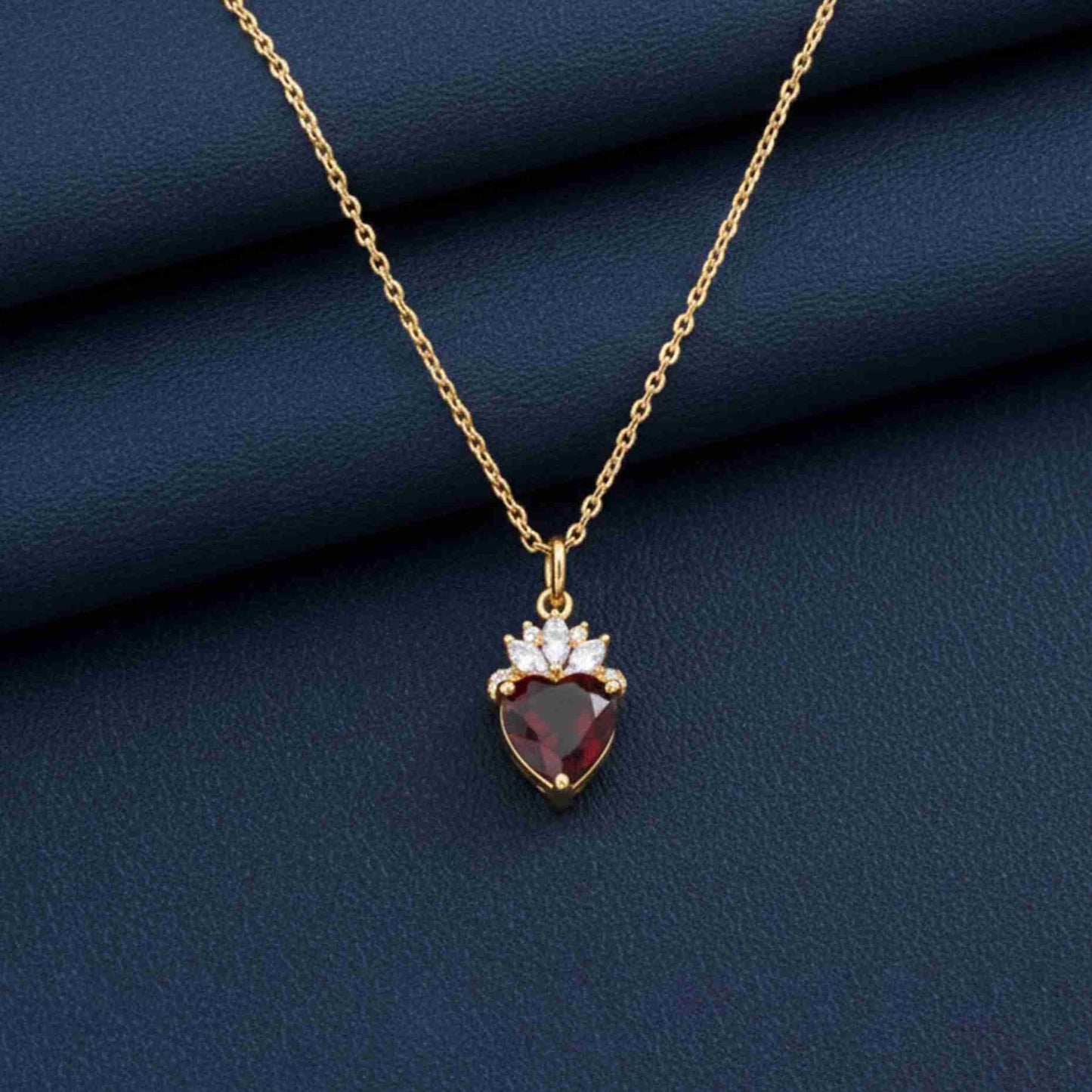 Silver Red Heart Crown Pendant