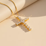 Silver Heart Cut CZ Cross Pendant