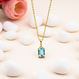 Silver Blue Topaz Emerald Cut Pendant