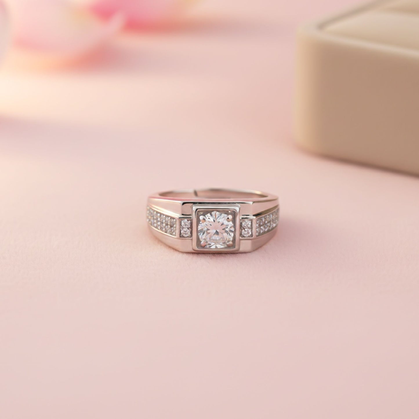 Silver Cocktail Solitaire Ring For Men's