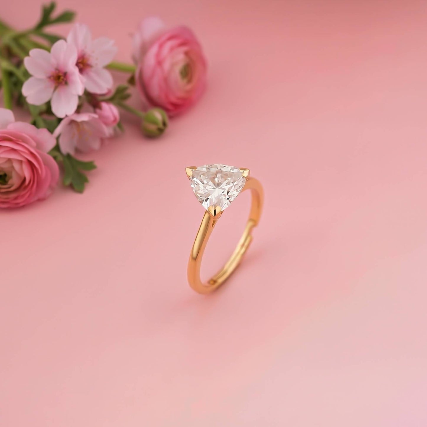 Golden Luxury Trillion Ring For Her Gold Vermeil (2.5 Micron)