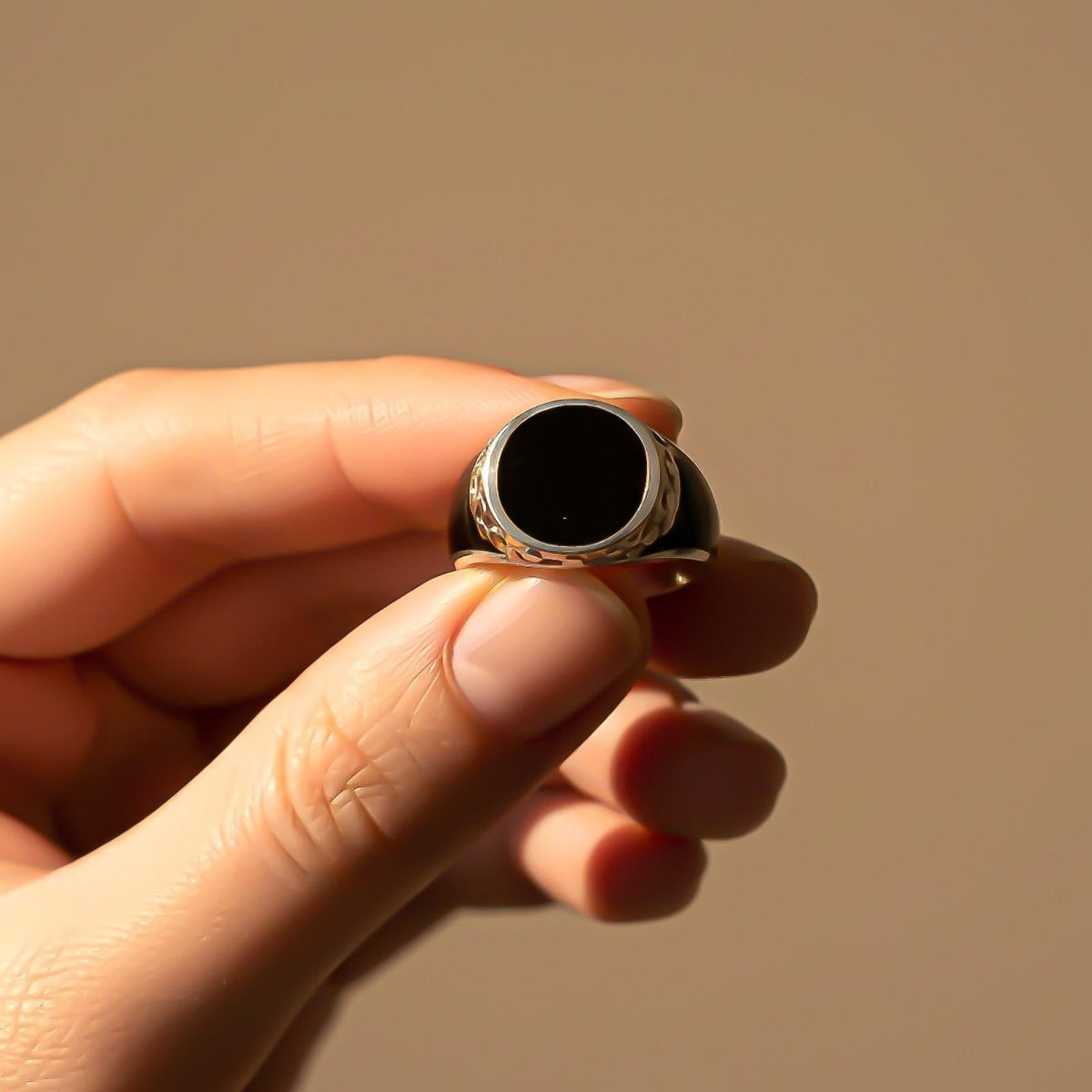 Silver Black Signet Ring for Men Gold Vermeil (2.5 Micron) - alternate view