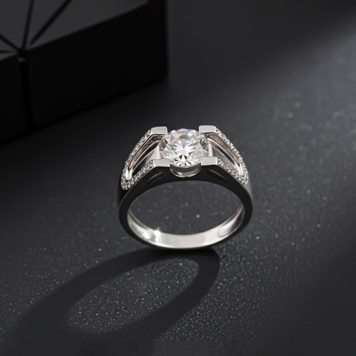 Silver Solitaire Statement Ring for Him Gold Vermeil (2.5 Micron) - product view