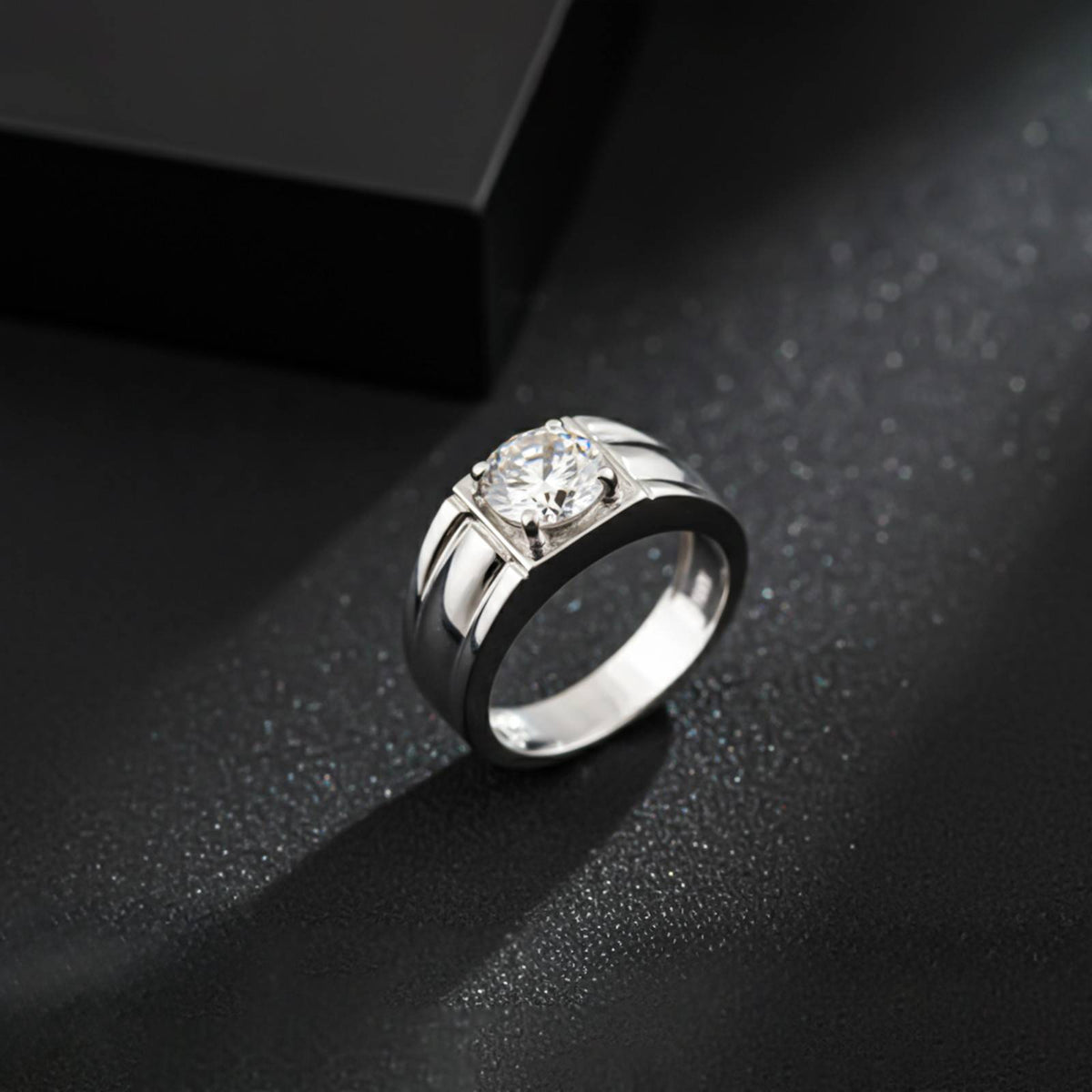 Silver Classic Solitaire Statement Ring for Him Gold Vermeil (2.5 Micron) - product view