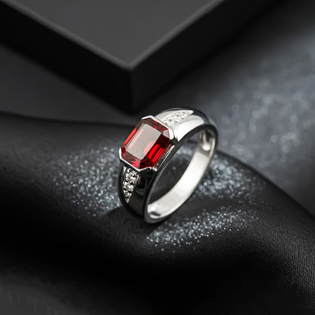 Silver Red Ruby Classic Ring for Him Gold Vermeil (2.5 Micron) - product view