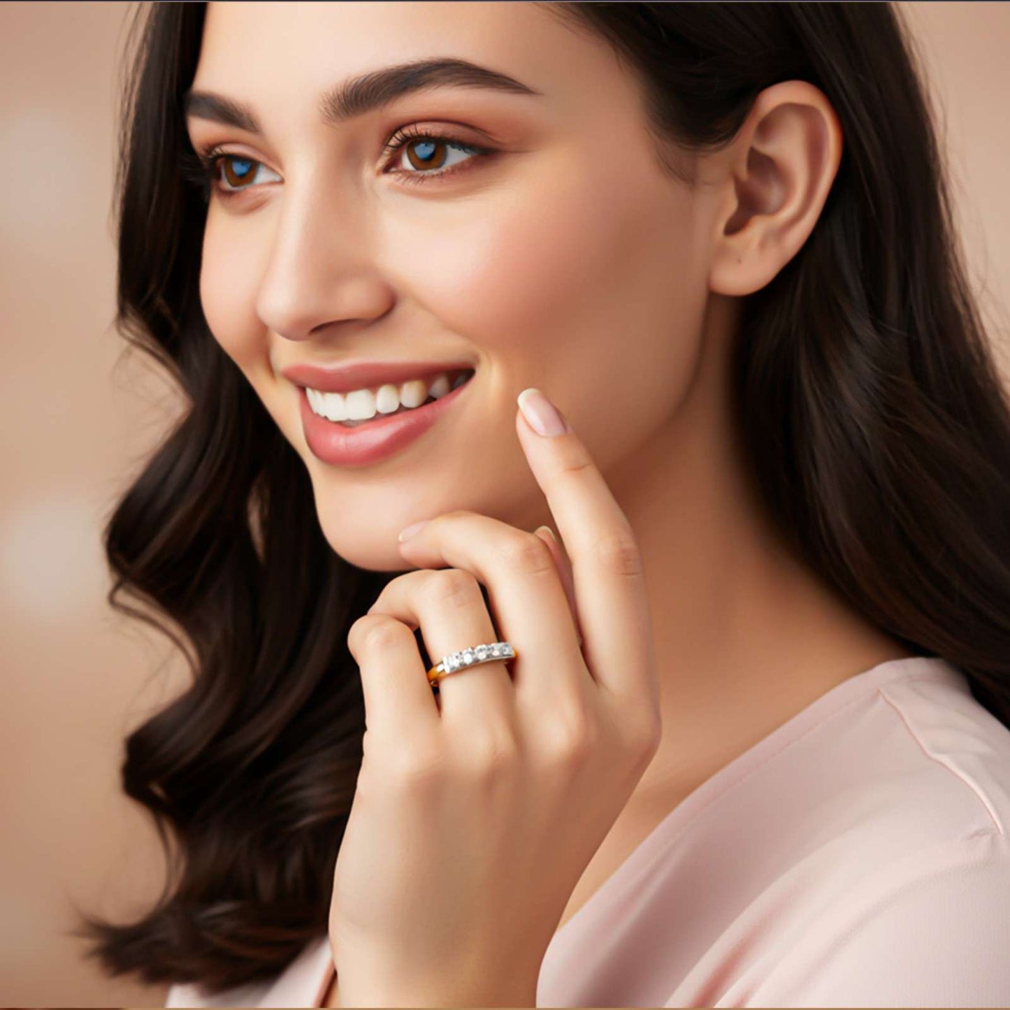 Silver Five-Stone Half Eternity Ring for Women Gold Vermeil (2.5 Micron)