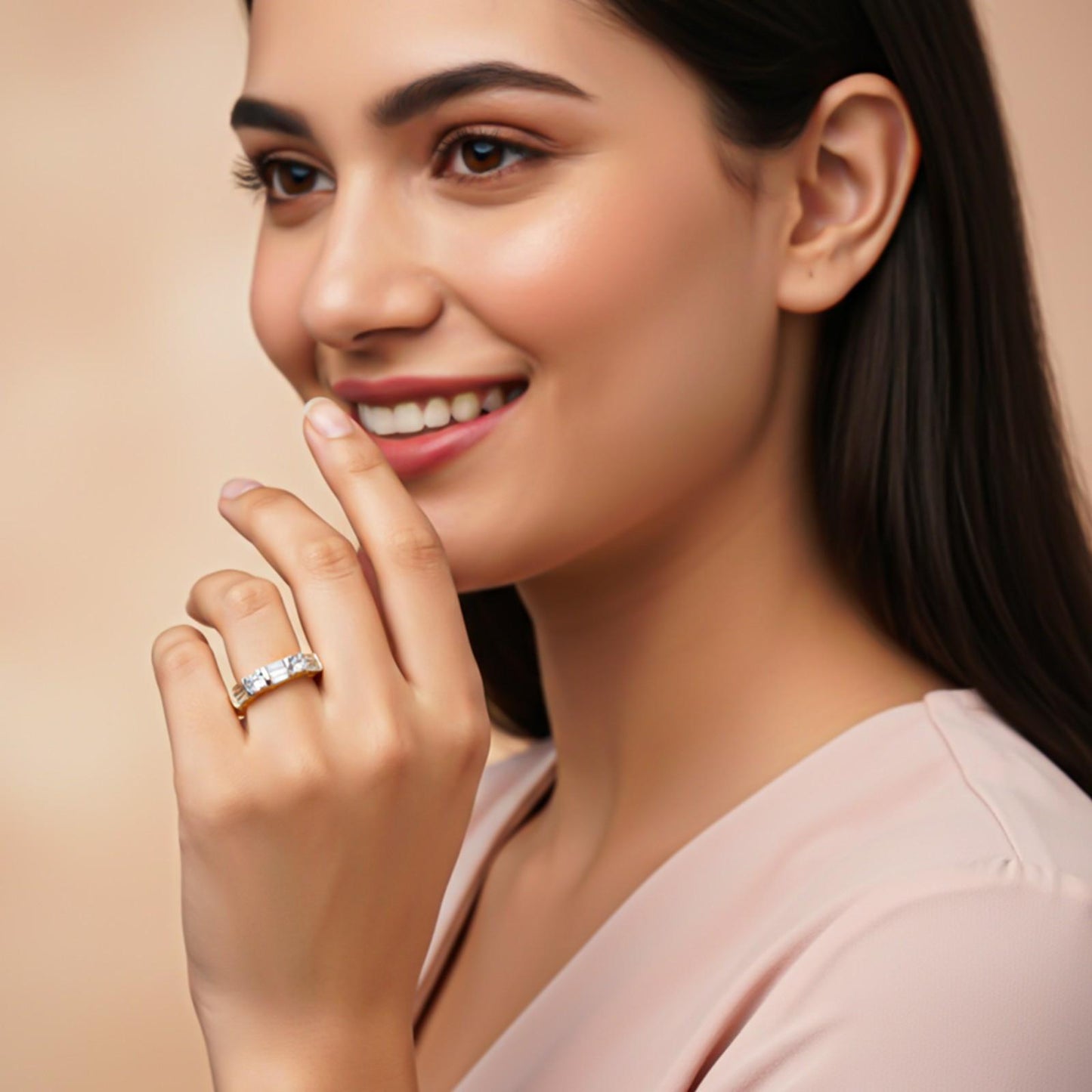 Silver Five-Stone Band Ring for Women Gold Vermeil (2.5 Micron)